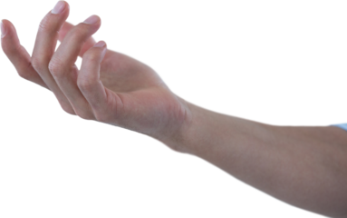 Hand of man pretending to hold an invisible object