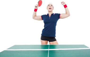 Female athlete playing ping pong
