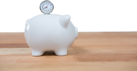 Piggy bank and clock