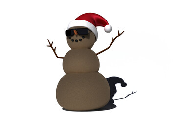 Snowman with Santa hat and sunglasses