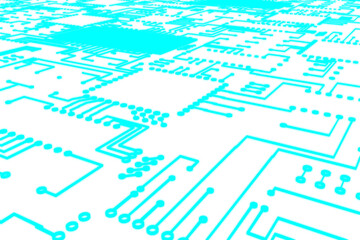 Digitally generated image of blue circuit board