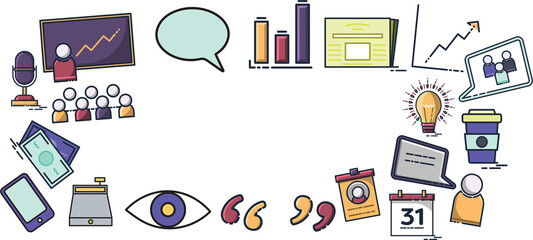 Composite image of multi colored icons