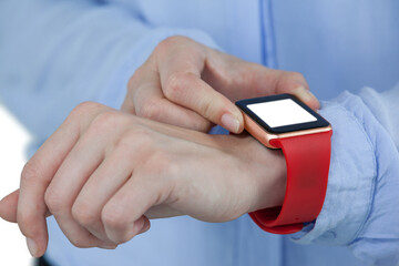 Businesswoman using smartwatch