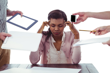 Businesswoman stressed out at work