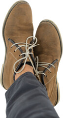 Low section of man wearing shoes