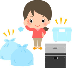 ゴミ袋と収納ボックス、片付け