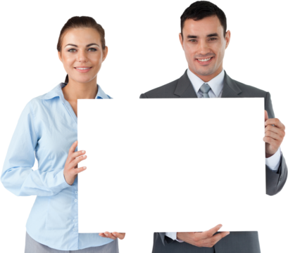 Business partners presenting sign - Powered by Adobe