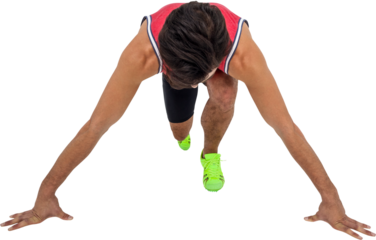 Male athlete in ready to run position