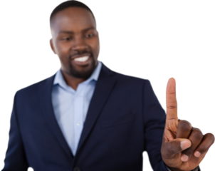 Classy businessman pointing his finger while talking