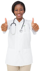 Young nurse giving thumbs up