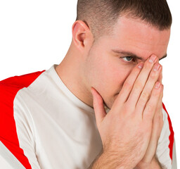 Fototapeta premium Disappointed football player looking down
