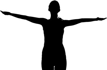 Woman excercising against white background