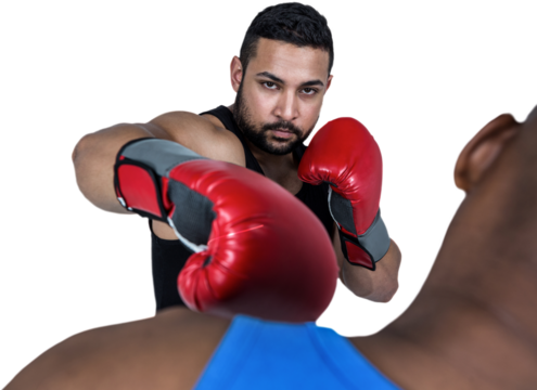 Boxing coach with his fighter