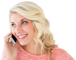 Pretty blonde using her smartphone