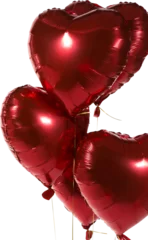 Tuinposter Red heart shape balloons © vectorfusionart