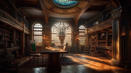 Interior View of a Cozy Bookshop. Created with generative AI.