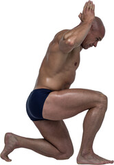 Side view of muscular man exercising