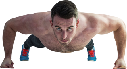 Bodybuilder doing press up