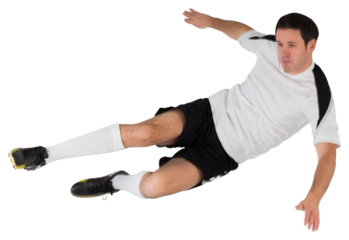 Football player in white kicking