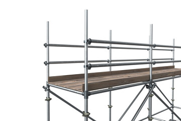 3d illustration of wooden plank with gray metallic support
