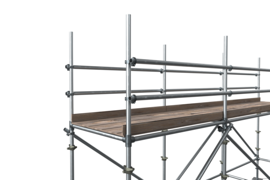 3d illustration of wooden plank with gray metallic support