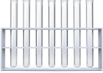 Test tubes with chemical solution in rack