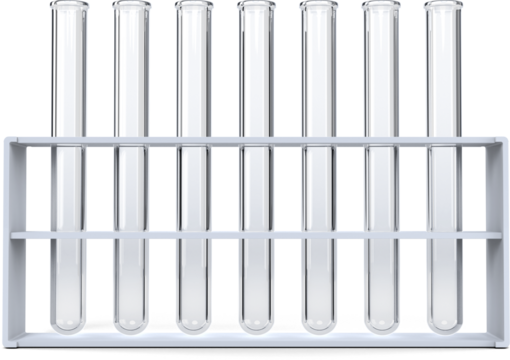 Test tubes with chemical solution in rack - Powered by Adobe