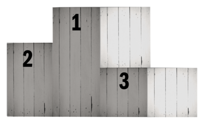 Composite image of winners podium with black numbers