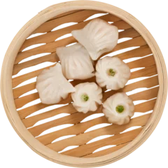 Badkamer foto achterwand Close up of fresh dumpling in steemer © vectorfusionart