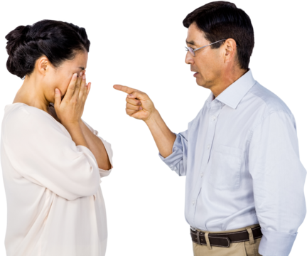 Older asian couple having an argument