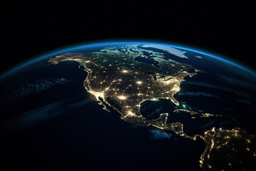 Light pollution - planet Earth - Generative AI