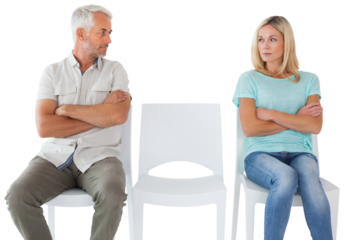 Unhappy couple not speaking to each other
