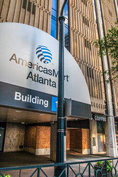 Downtown Atlanta Americas Mart Atlanta Windows Boarded Up Due To George Floyd Riots