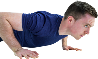 Fit man doing push ups