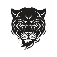 panther head, logo concept black and white color, hand drawn illustration