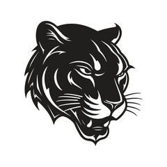 panther head, logo concept black and white color, hand drawn illustration