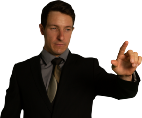 Man touching invisible screen