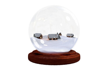 Christmas village in snow globe