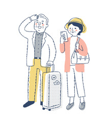 旅行に行くシニアカップル