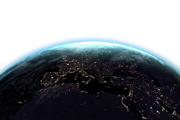 Fototapeta premium Illuminated planet earth seen from space
