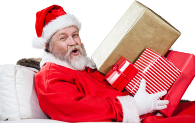 Portrait of Santa Claus holding presents