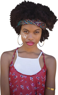 Portrait of hippie woman with headband