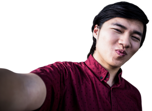 Hipster man taking a selfie 