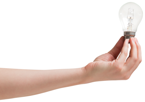 Hand holding light bulb