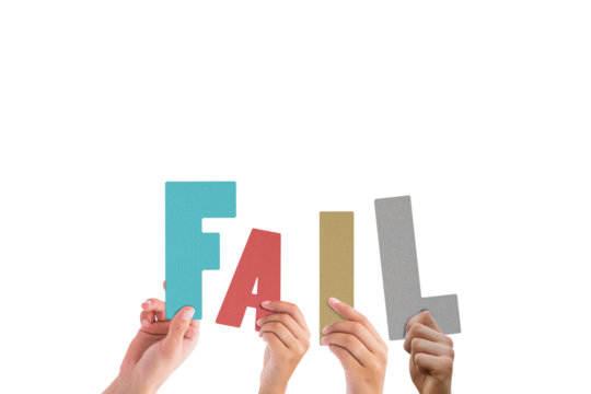 Cropped hands holding colorful word fail - Powered by Adobe