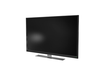 Black television set against white screen