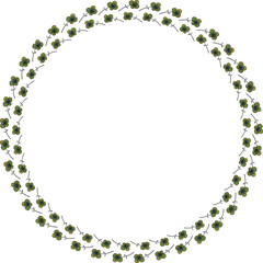 Round frame with a pattern of small flowers. Vector file.