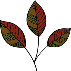 A twig with three leaves. Vector file for designs.