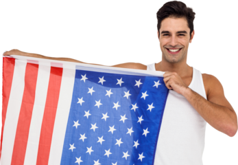 Athlete posing with american flag