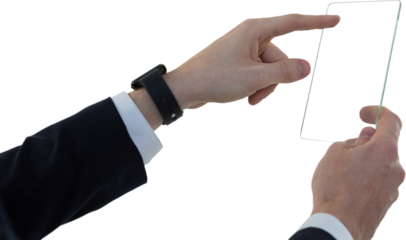 Hand of businessperson using digital tablet